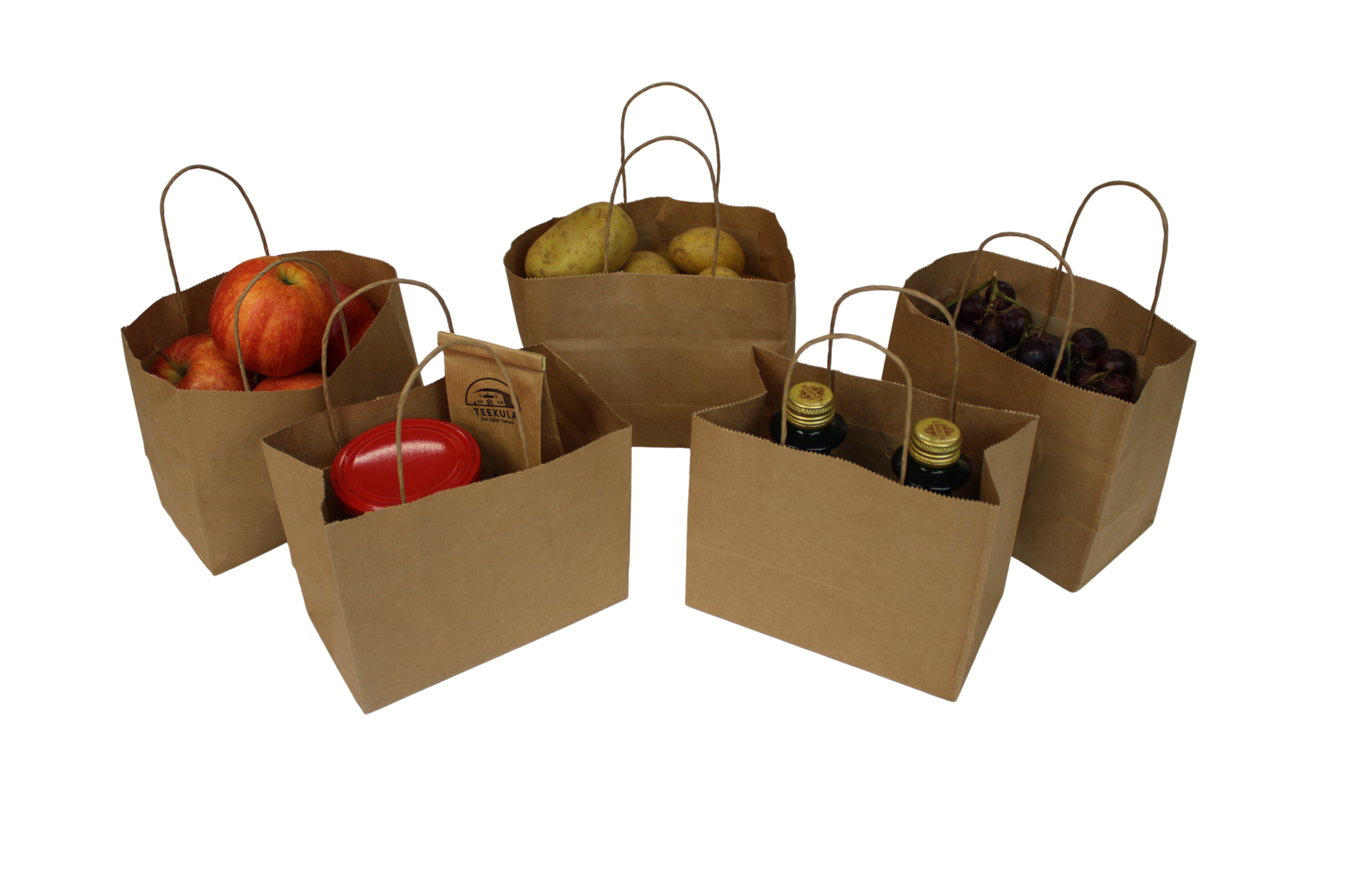 Papiertragetaschen „BRAUN“, braun glatt mit Kordelhenkel